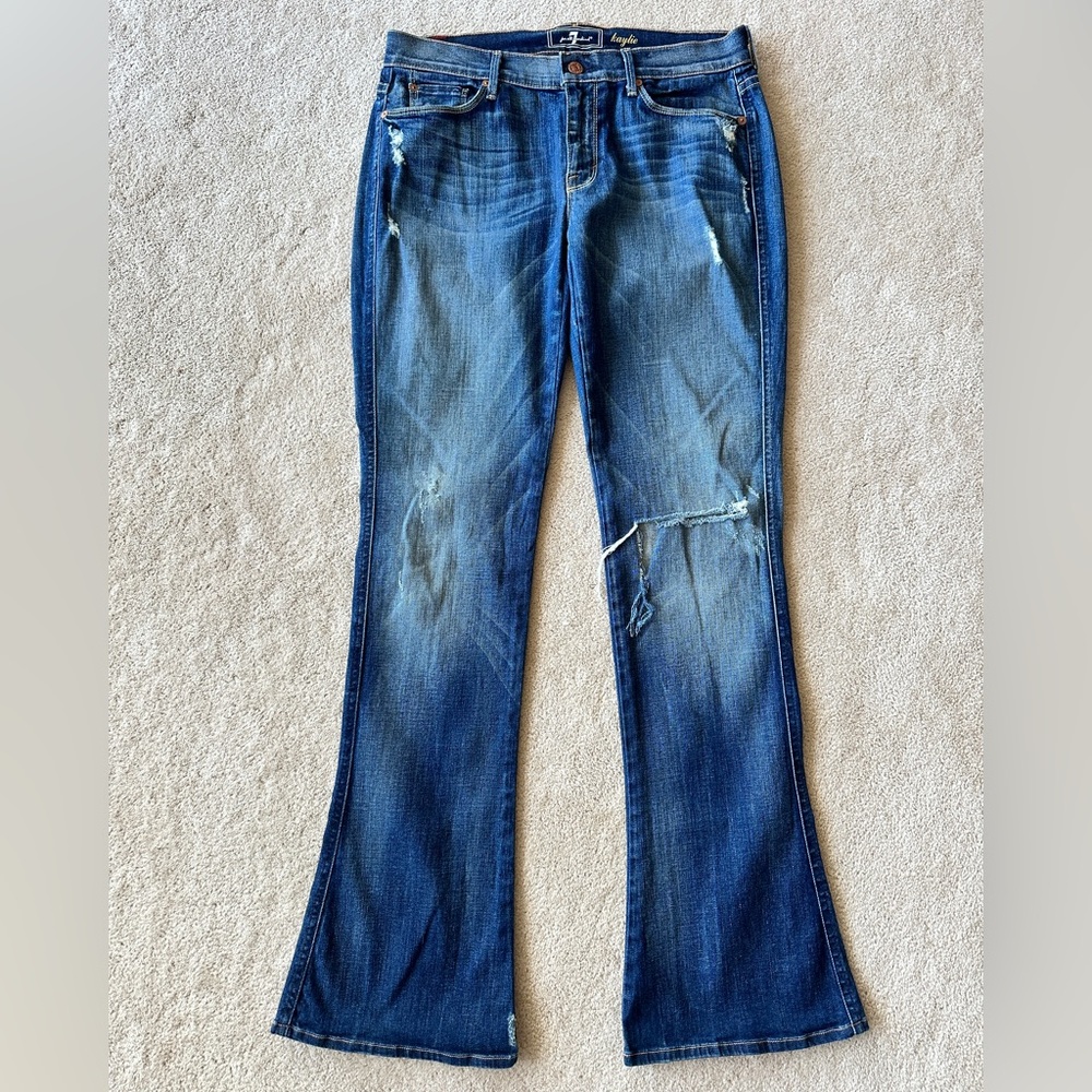 7 For All Mankind Blue Boot Cut Jeans